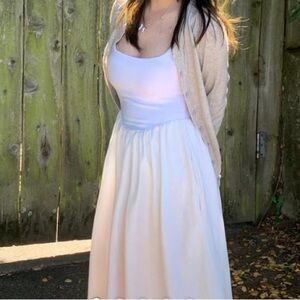 Long and Drapey White Pearl Dress